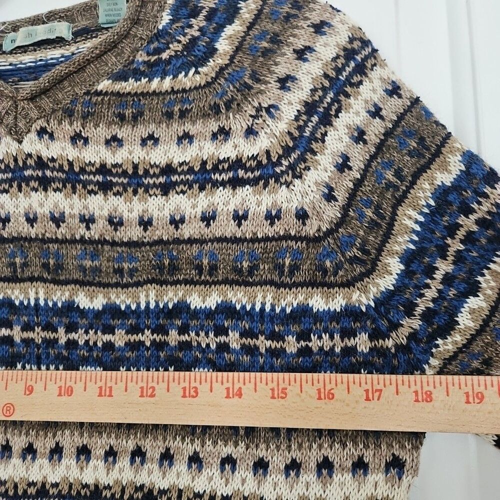 VTG Marsh Landing Sweater Medium Geometric Fair Isle Nordic Cotton Ramie GUC - Picture 6 of 10